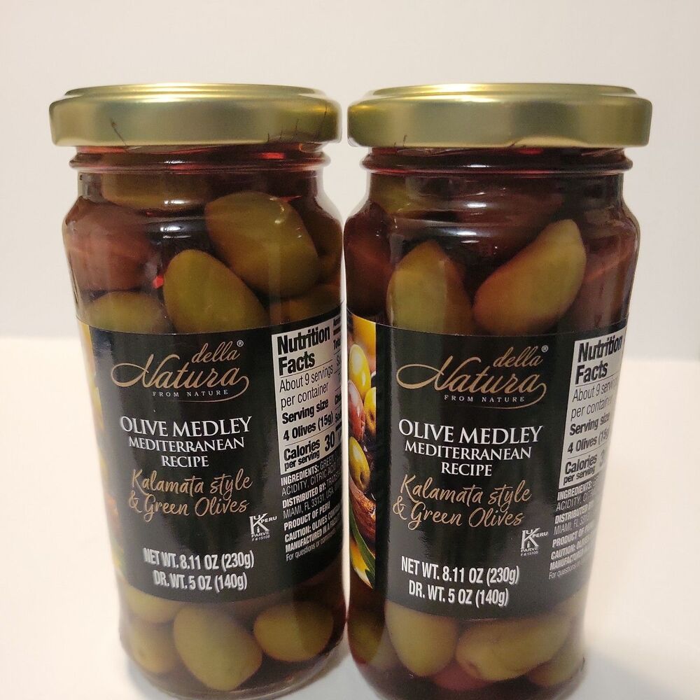 Della Natura Olive Medley Mediterranean Recipe   Kalamata & Green Olives 2-Lot